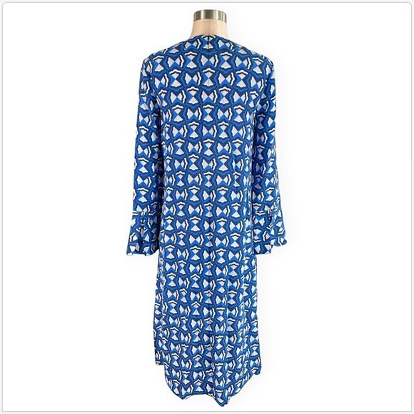 One Fifty Third Sample Piece Blue Printed Flowy Shift Tunic Dress NEW NWOT 2 - Picture 3 of 4